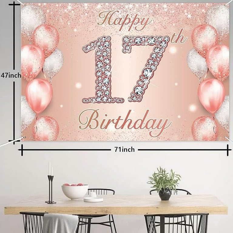 Grote Happy 17e Verjaardag Banner Zwart en Rose Goud Yard Sign Verjaardag Banner voor Vrouwen Meisje 17 Jaar Oud Verjaardag Foto Achtergrond Feest Indoor Outdoor Decoratie Benodigdheden 118 × 49,6 Grote Happy 17e Verjaardag Banner Zwart en Rose Goud Yard Sign Verjaardag Banner voor Vrouwen Meisje 17 Jaar Oud Verjaardag Foto Achtergrond Feest Indoor Outdoor Decoratie Benodigdheden 118 × 49,6