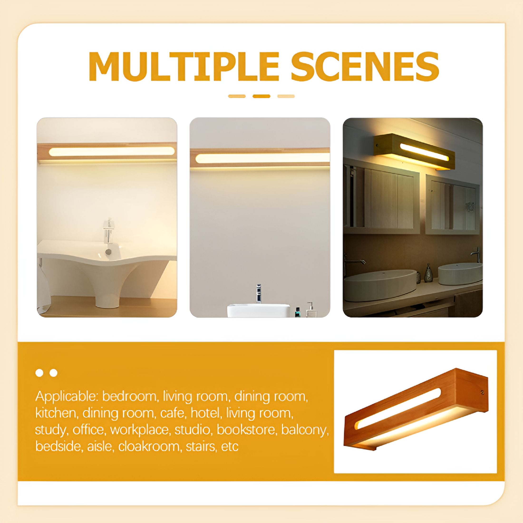 HIBIBUD 2026 New 1 Set Led Indoor Wall Lamps Bathroom Vanity Lights Fixture Wooden Mirror Bathroom Light for Bathroom, Vanity, Mirror, Home Lighting, Washroom, Bedroom