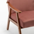 thumbnail image 4 of PORKISS Accent Chair, Mid-Century Modern Velvet Fabric Arm Chair with Wood Frame, Upholstered Armchair Comfort Reading Chair Lounge Chair for Living Room Bedroom Sunroom, Pink, 4 of 10