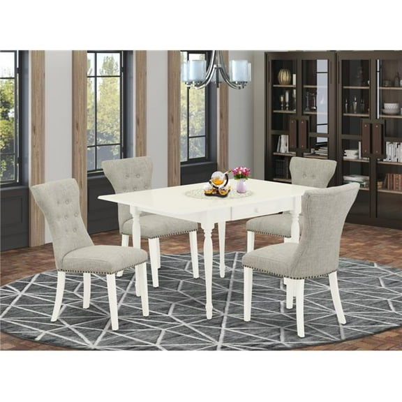 5 Piece Monza Kitchen Table Set - Linen White & Doeskin
