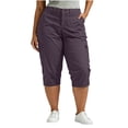 thumbnail image 2 of Stamzod Capri Pants for Women Summer Casual Elastic Waist Work Cargo Capris with Pockets Plus Size Womens Clothing Purple-8 XXXL, 2 of 8