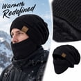 thumbnail image 2 of Lumtrix Beanie Hat For Men And Women Winter Warm Hats Knit Slouchy Thick Fleece Lined Skull Cap With Face Cover Black One Size, 2 of 5