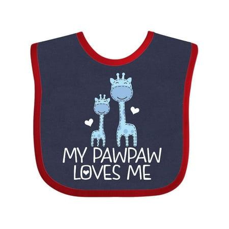

Inktastic PawPaw Loves Me Boys Giraffe Grandson Gift Baby Boy Bib