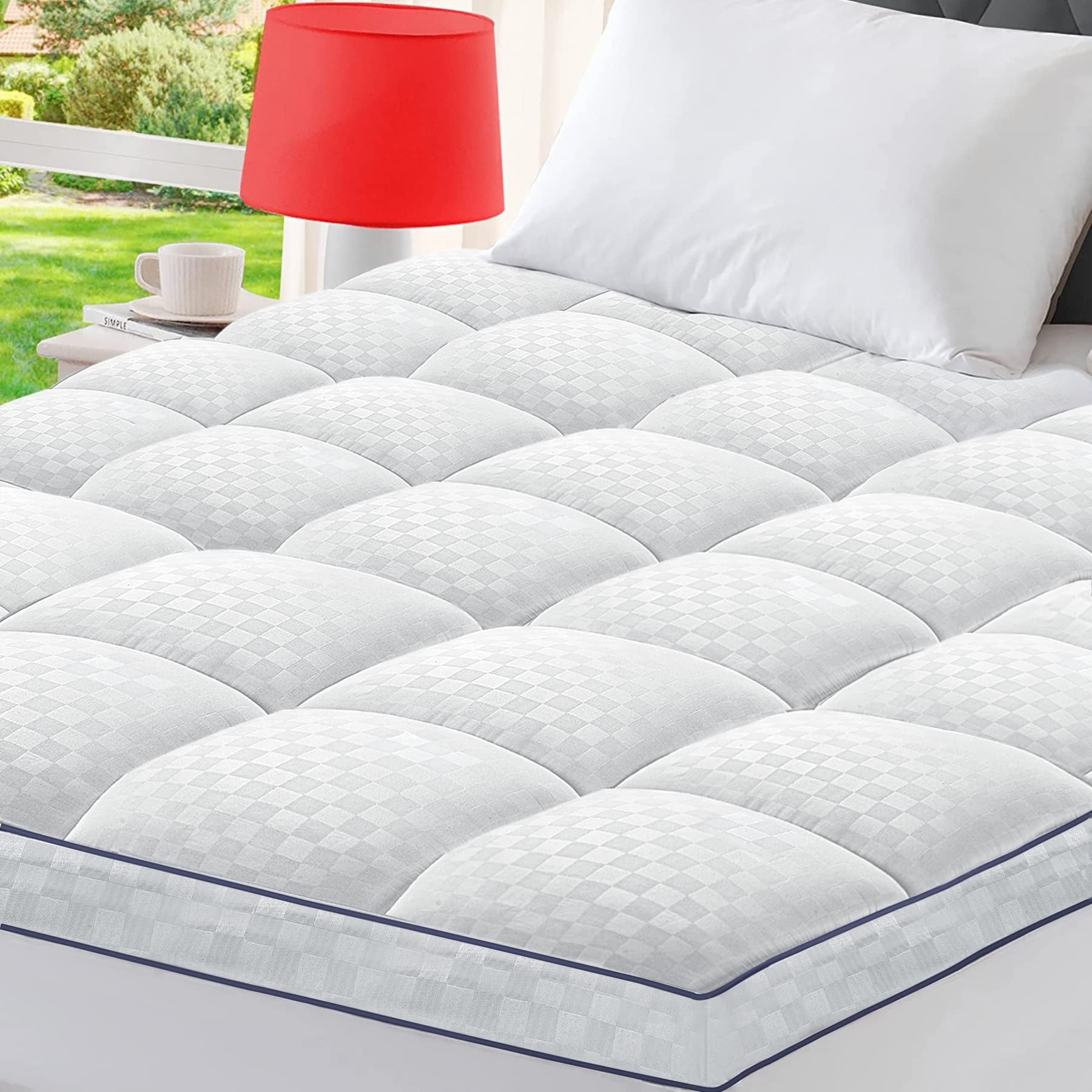 3& 4 Ultra Thickness Fitted Down Alternative Fiber Mattress Topper with  Elastic Deep Stripe - white - On Sale - Bed Bath & Beyond - 38398240