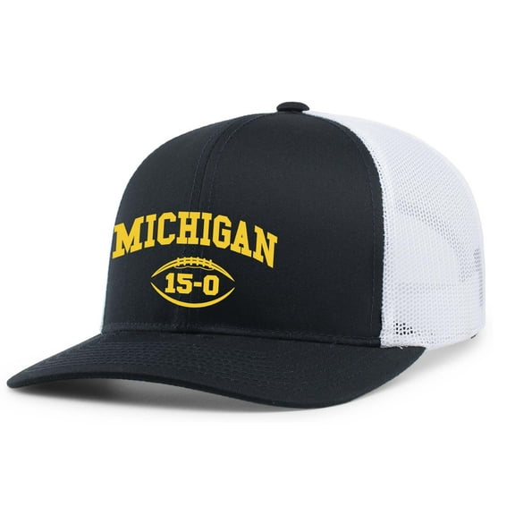 Mens Michigan Hat Michigan Championship Game Score 15-0 Mesh Back Trucker Hat