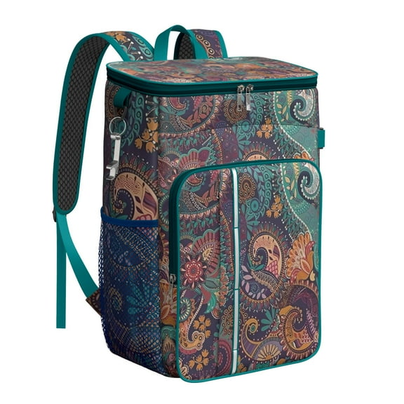 Bohemian Style Insulated Cooler Backpack - 20L Soft Cooler Bag, Boho Chic Design for Outdoor