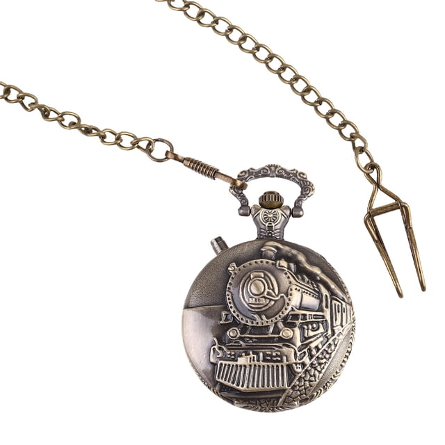 1pc Vintage Pocket Watch Pocket Watch Pocket Watch Locomotive Shape Design for Friends (Brown)