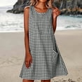 thumbnail image 2 of CBASIHI Womens Sleeveless Gingham Dresses with Pockets- Beach Vacation Crew Neck Casual Summer Loose Fit A Line Sundresses Gray Size L, 2 of 8