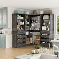 thumbnail image 2 of Homieasy 95"-132"Closet System With Drawers & Shelves Corner Closet,Freestanding Wardrobe Organizer, DIY Custom Storage for Bedroom, Living Room, Sets of 3,Gray Oak, 2 of 6