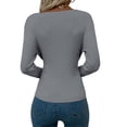 thumbnail image 3 of DYMADE Womens Spring Long Sleeve V-Neck Solid Spliced Cross Irregular Slim Fit Sexy Knitted Pullover Sweater, 3 of 3