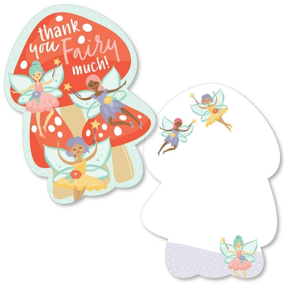 Big Dot of Happiness Let's Be Fairies - Shaped Thank You Cards - Fairy Garden Birthday Party Thank You Note Cards with Envelopes - Set of 12