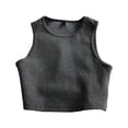 thumbnail image 1 of Gibobby Camiseta de manga corta para mujer Moda de verano Bm chaleco de punto gimnasio Fitness cuello redondo sin mangas Crop Top camiseta(C,XL), 1 of 5