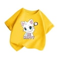 thumbnail image 3 of Toddler Girl Shirts Kid Leisure Graphic Round Neck Short Sleeve Tee Top Summer Casual Girls Tops Yellow 11 Years-12 Years, 3 of 5