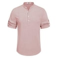 thumbnail image 4 of COOFANDY Men's Linen Henley Shirts Summer Beach Short Sleeve Loose Fit T Shirt Button Up Lightweight Casual Tee, 4 of 9
