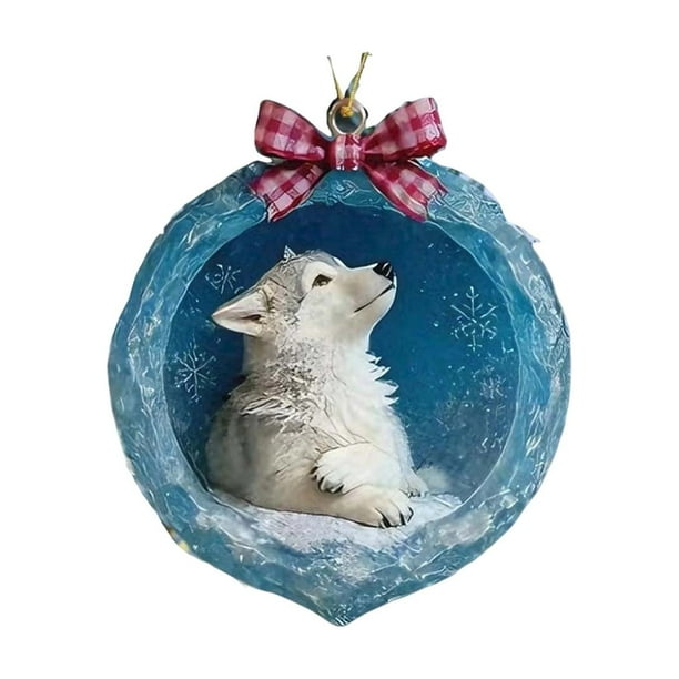 Ice Crystal Cave Ornaments Winter Forest Animals Ornaments 2D Acrylic Cave Creatures With Snowflake Accents