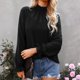 thumbnail image 3 of Top con cuello simulado para mujer, Top de manga larga para mujer Top con manga larga acampanada para mujer Blusa de color puro Calidad en la que puedes confiar, 3 of 8