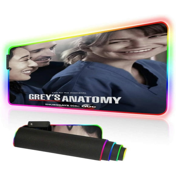 Grey's Anatomy Luminous mouse pad, large mouse pad with Led lights, non-slip rubber base to enhance friction, belonging to the game boy big mouse pad-12*31.5 Inch