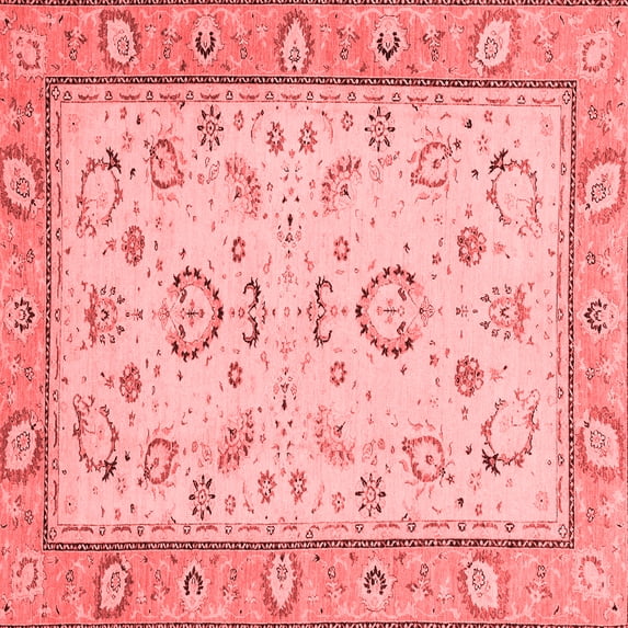 Ahgly Company Machine Washable Indoor Square Oriental Red Modern Area Rugs, 8' Square
