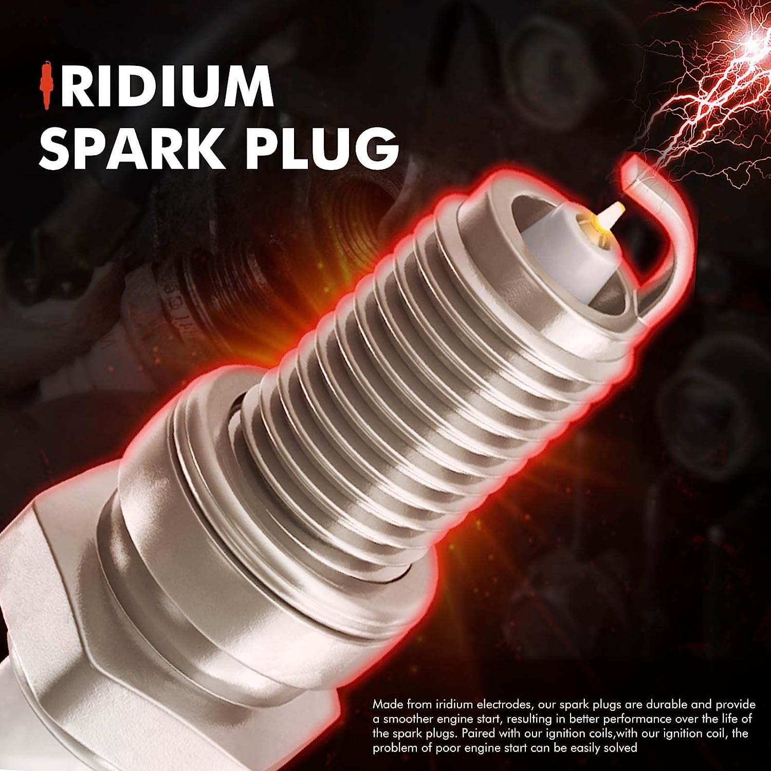 A-Premium Set of 4 Ignition Coil Pack and Iridium Spark Plugs Compatible with Honda Fit 2009-2014, CR-Z 2011-2016, City 2010-2016, 1.5L ELECTRIC