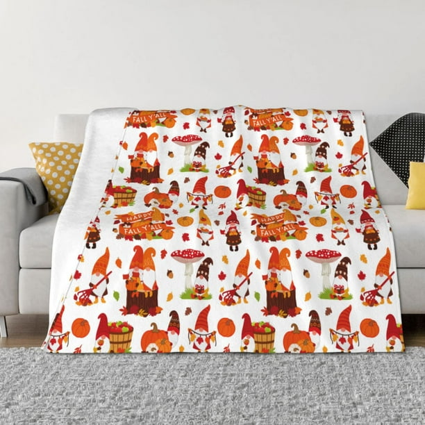 Fotbe Autumn Gnome Manta de Franela con Estampado, Manta Ultrasuave para Cama, Sofá, Auto, Hipoalergénica y Antibolitas-40"x30"