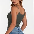 thumbnail image 4 of Sleeveless Tank Top for Women Spaghetti Strap Form Slim Fitting Scoop Neck Ribbed Knit Basic Cami Shirts Dark Gray L, 4 of 5