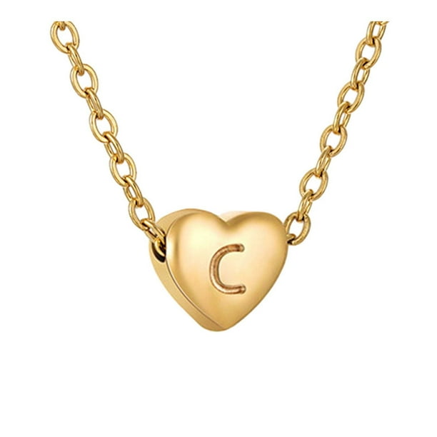 26 iniciales en forma de corazón collar alfabeto para las mujeres Collares de acero inoxidable para las mujeres A Z 26 iniciales alfabeto collares de oro para las mujeres niñas