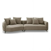 Ashcroft Lusitania Fabric & Solid Wood Left Facing Sectional Sofa in Mocha
