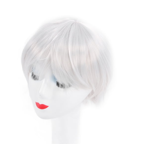 Peluca Blanca, Cómoda Peluca Blanca Corta, Material Sintético, Fácil De Usar Para Fiestas De Disfraces