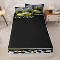 thumbnail image 4 of Castle Fairy Bold Yellow Racer Zipper Full Size Comforter Sets with Fitted Sheet and 2 Pillowcases,Checkered Emblem Zipper Bedding Set,Amber Black Shade,4pcs,Black Reversible, 4 of 6