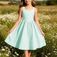 thumbnail image 6 of Jinhomg Girls Summer Striped Sundress 2026 Sleeveless Tank Dresses Flowy PLeated A Line Swing Sundress Casual Home Party Beach 5-15 Years Green, 6 of 10