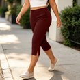 thumbnail image 5 of Ghalytn Women's High Waist Capri Dress Pants - Split Hem Straight Leg Cropped Trousers with Pockets Plus Size L-5XL Stretch Work Pants, 5 of 7