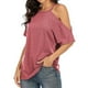 thumbnail image 2 of Camiseta de mujer Verano con hombros descubiertos Blusa de manga corta Top suelto, Rosa, M Methold AP001354-12, 2 of 5