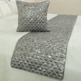 thumbnail image 4 of The HomeCentric King / Queen / Twin Grey & Silver Designer King 90"x18" Bed Runner WITH Pillow Cover, Quilted, Foil & Trellis Bed Scarf on Silk fabric - Jumanah, 4 of 5