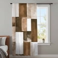thumbnail image 4 of Brown Geometric Sheer Curtains 54 Inches Long, Vintage Oil Painting Contemporary Light Filering Curtains, Breathable Simi Curtain Privacy Drapes for Kitchen Bathroom Small Window Treatment, 4 of 9