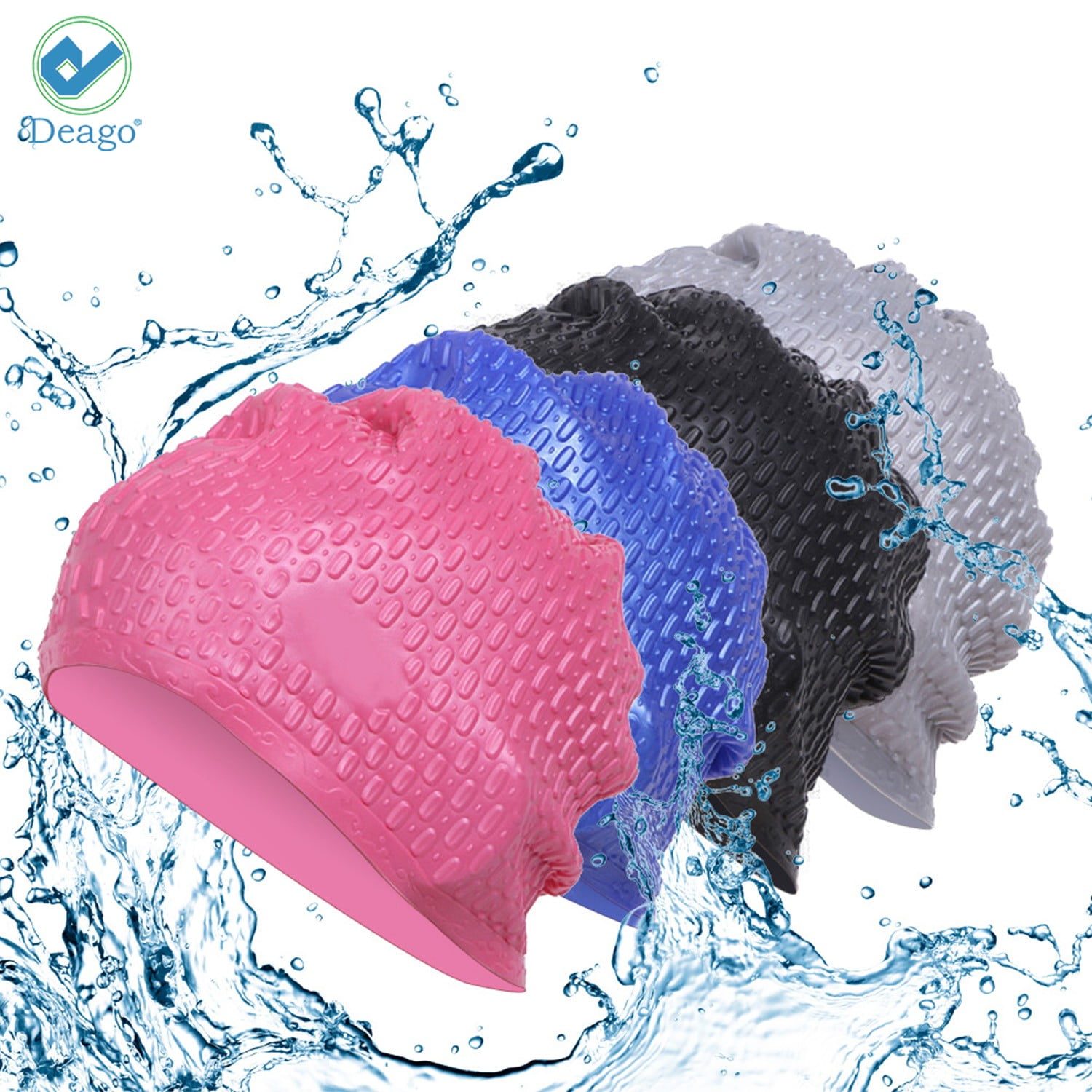Deago Swim Bathing Swimming Caps for Men Women Retro Style Silicone