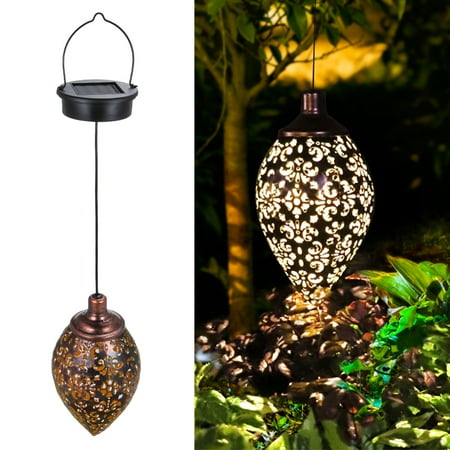 Tomshine DC1.2V 0.065W Solar Powered Energy LED Light Lantern Hanging Outdoor Lamp Olive Shape Design Sensitive Light Sensor Control for Patio Courtyard Balcony Porch Yard