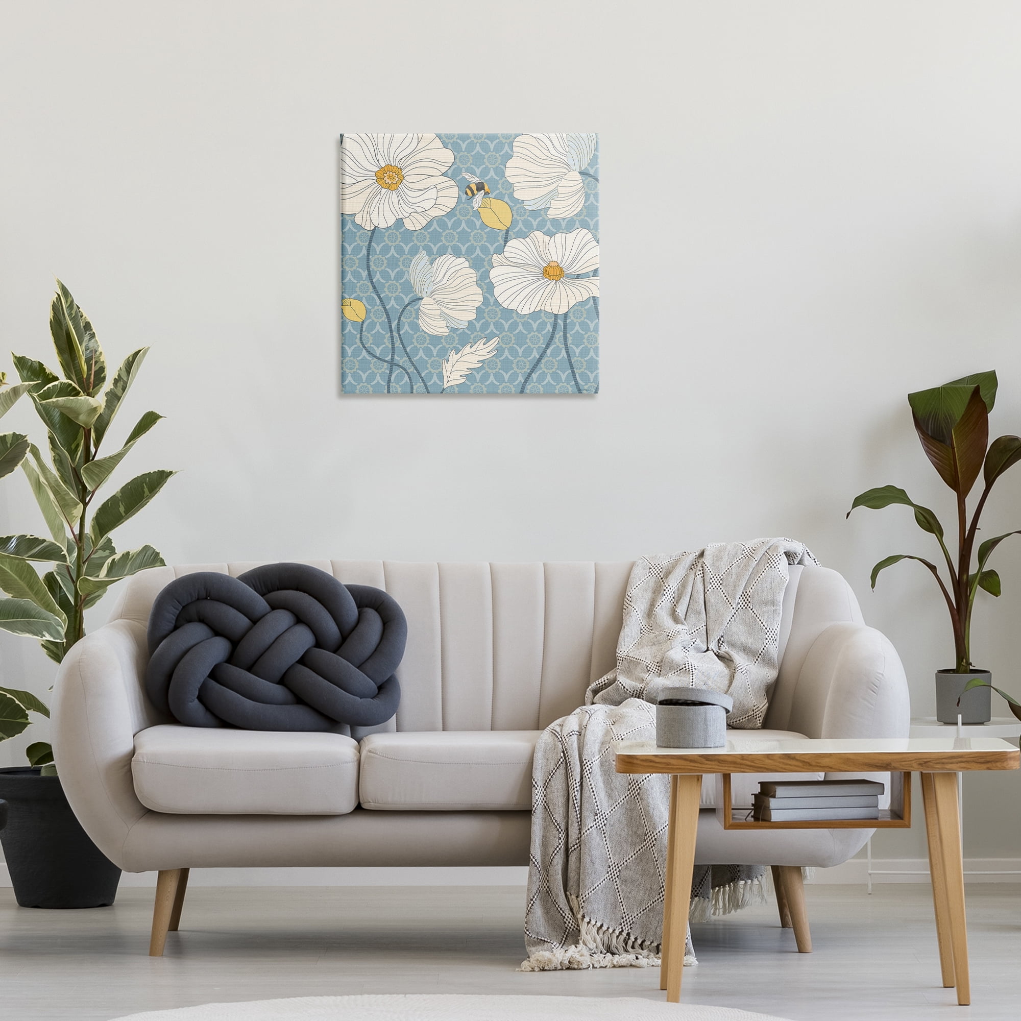 Stupell Industries Wild Poppies & Bee Botanical & Floral Painting Gallery Wrapped Canvas Art Print Wall Art, 24 x 24