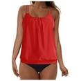 thumbnail image 3 of felwors Two Piece Tankini Swimsuits for Women Blouson Bathing Suits Modest Swimwear(Red, XXL), 3 of 7