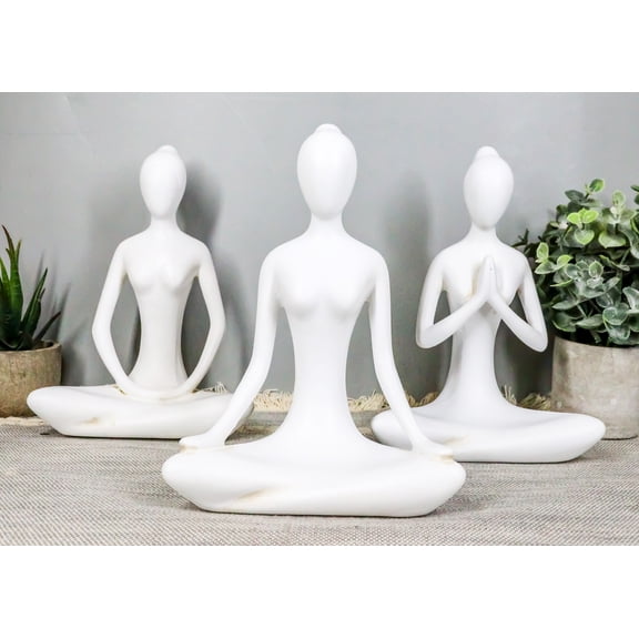 Set of 3 Zen Calming Meditation Women Yoga Mudra Poses Abstract Figurines