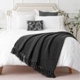 thumbnail image 3 of Battilo Dark Grey Throw Blanket for Couch, Knit Charcoal Throw Blanket Versatile for Chair, 60 x 80 Inch - Super Soft Warm Grey Blanket with Tassels for Bed, Sofa and Living Room, 3 of 6