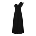 thumbnail image 2 of Abcnature Womens Maxi Dress, Women Solid Slimming One Shoulder Ruffles Split Dress, Plus Size Summer Casual Long Dresses, Wedding Guest Dresses Beach Party Dress Black L, 2 of 4