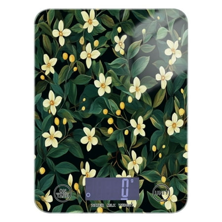 

Kitchen Electronic Scale Food Scale 7.68x5.71 inch Multifunctional Digital Kitchen Scale Tempered Glass Decorative Baking Cooking Meal Preparation Nice Little White Flowers