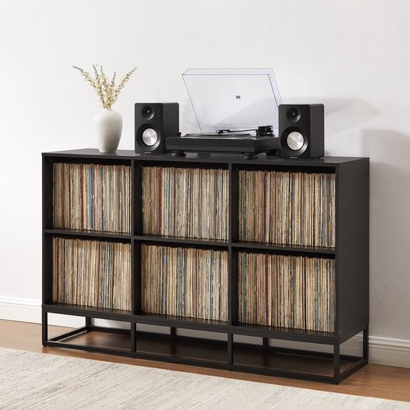 Crosley Furniture Enzo 6 Cube Record Storage Media Stand in Black