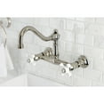 thumbnail image 2 of Kingston Brass KS3246PX Vintage Double-Handle Wall Mount Bathroom Faucet, Polished Nickel, 2 of 8