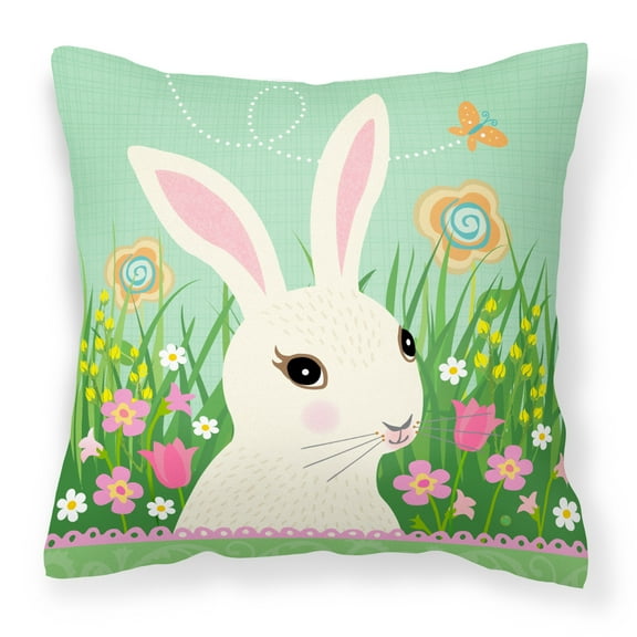 Carolines Treasures VHA3023PW1414 Easter Bunny Rabbit Fabric Decorative Pillow