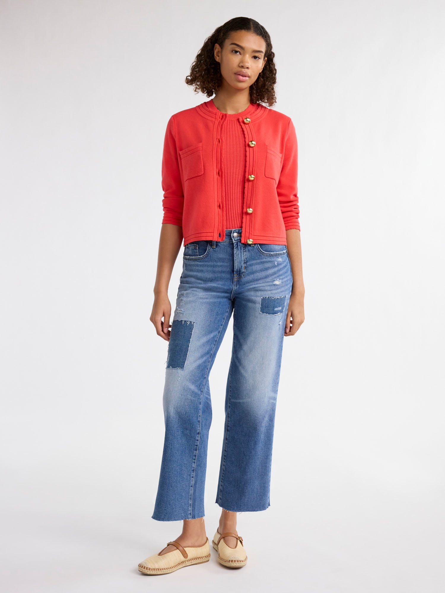 Free Assembly Women’s Pocket Cardigan Sweater with Long Sleeves, Midweight, Sizes XS-XXXL