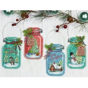 Dimensions 4 Christmas Jar Ornaments Counted Cross Stitch Kit, Multi-color, 1 Each