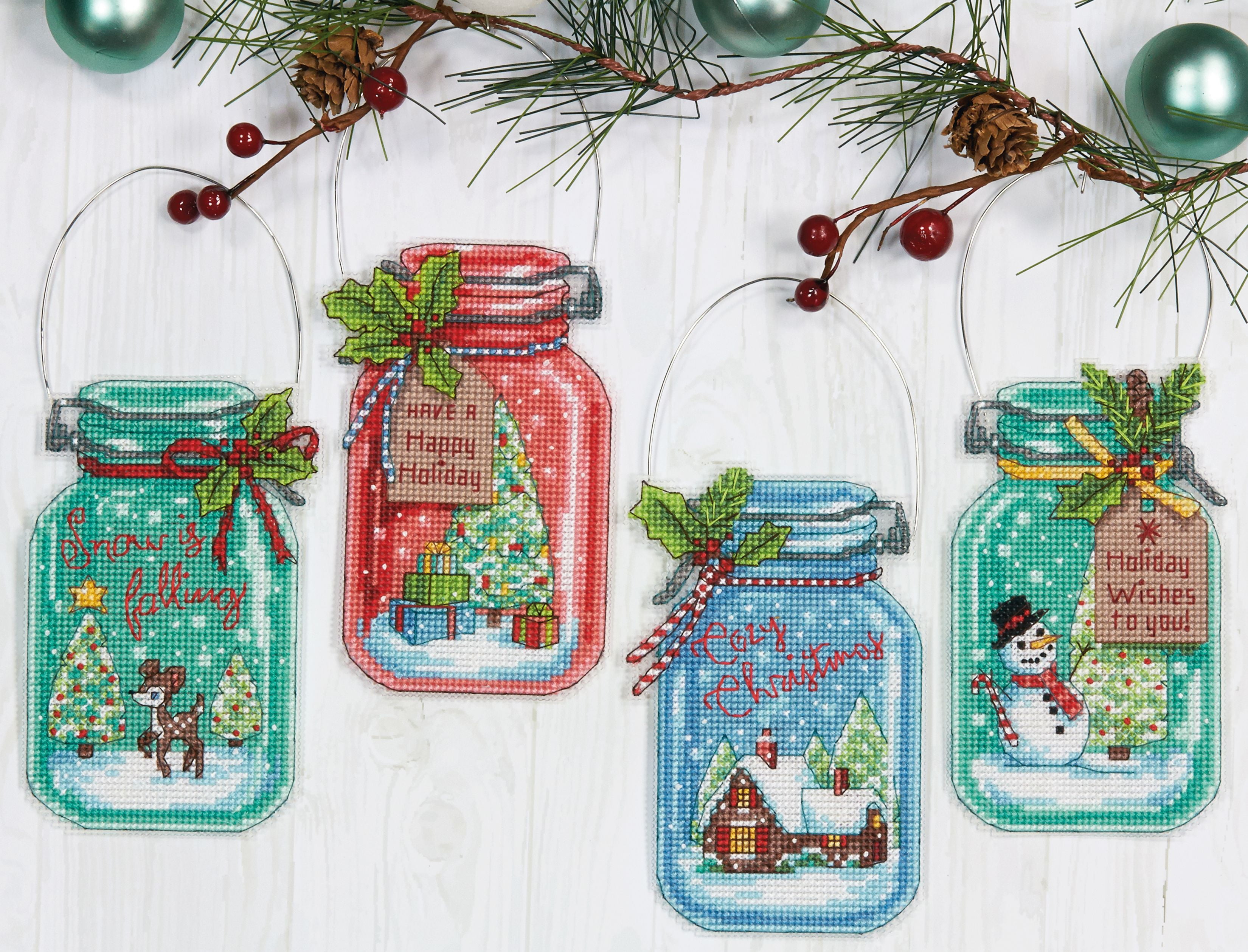 Dimensions Counted Cross Stitch Kit 7 5 Christmas Jar Ornaments Dimensions Counted Cross Stitch Kit 7 5 Christmas Jar Ornaments