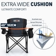 thumbnail image 3 of Overmont Silla plegable de gran tamaño para camping, soporte de 450 libras con bolsillos acolchados para enfriar, sillas plegables resistentes para deportes, jardín, playa, pesca, color negro, 3 of 5