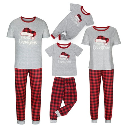 

Christmas Pajamas for Family Christmas Matching Sleepwear Striped Santa Print Pajamas Suit For Family 2PCS